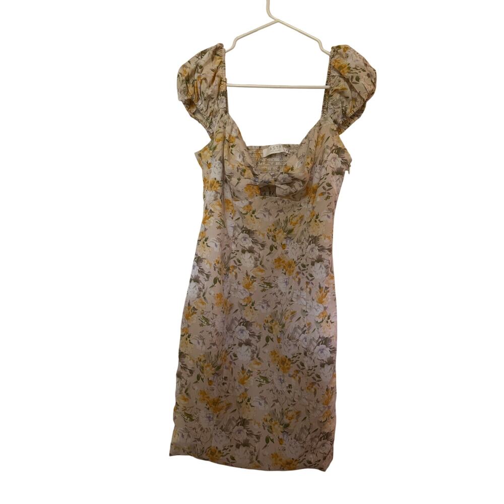 ASTR The Label Floral Puff Sleeve Mini Dress Size M